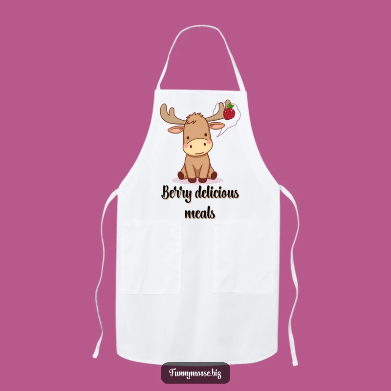 Funny Kawaii Moose Apron - Berry Excited Chef, Perfect Humorous Gift