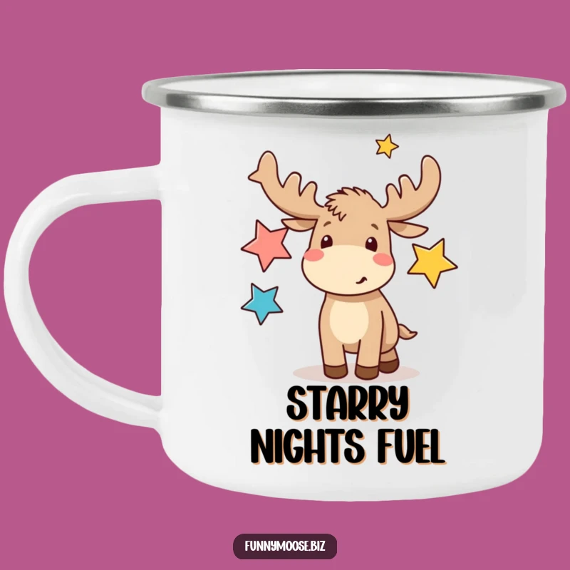 Durable Funny Kawaii Moose Juggling Stars Camping Mug: Adventure with Celestial Humor!