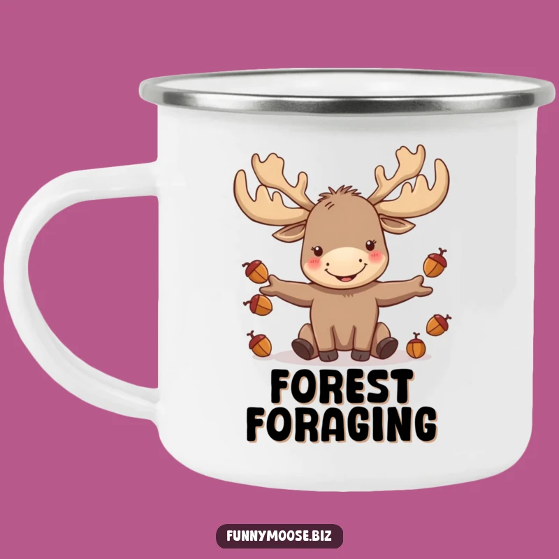 Funny Kawaii Moose Juggling Camping Mug: Woodland Adventure Fuel