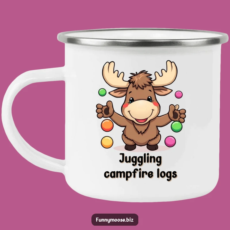 Funny Kawaii Moose Camping Mug - Goofy Juggler, Hilarious Gift