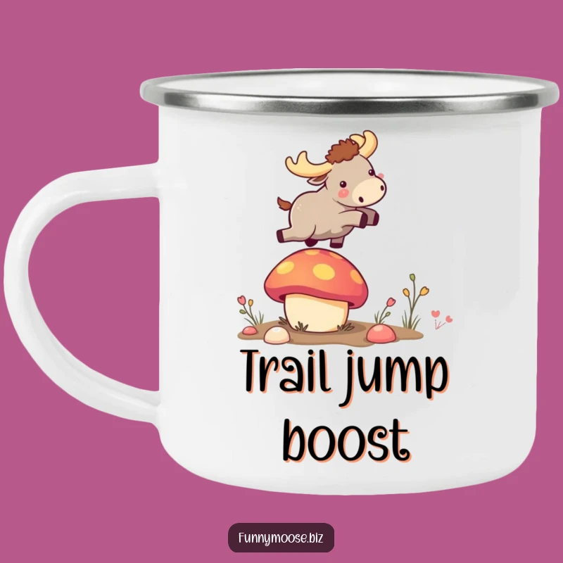 Durable Funny Kawaii Moose Mushroom Jump Camping Mug: Adventure with a Bounce!