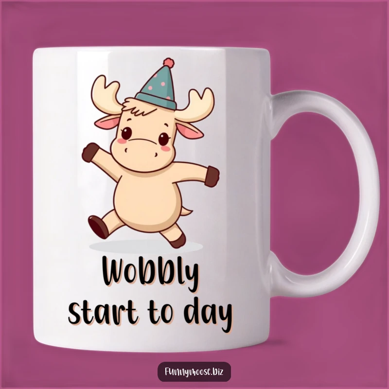 Funny Kawaii Moose Dancing Mug - Hilarious Wobbly Hat Hat Gift