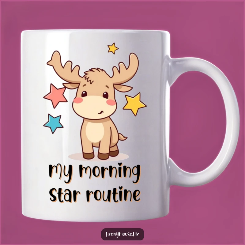 Funny Kawaii Moose Juggling Stars Mug: A Whimsical and Hilarious Gift Idea!