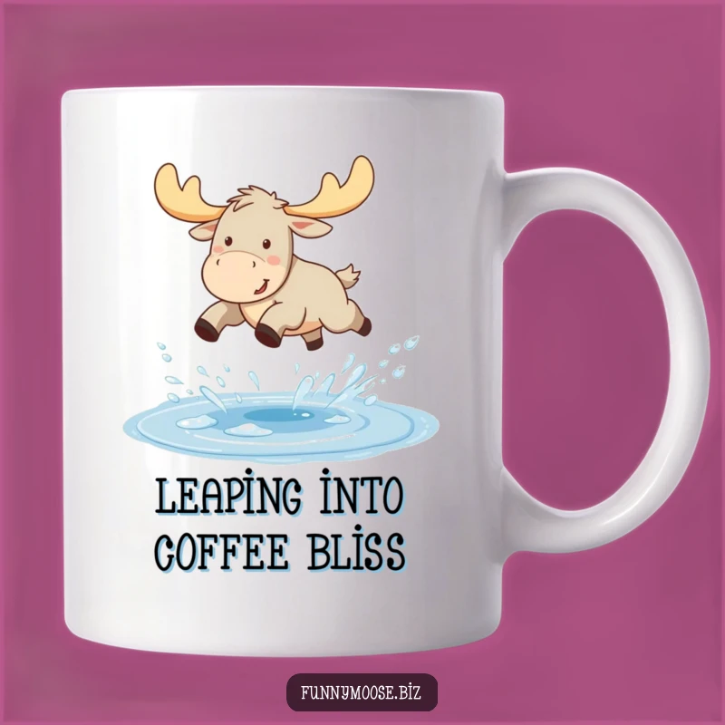 Funny Kawaii Moose Puddle Jump Mug - Joyful Splash Gift Idea