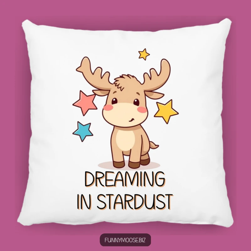 Comfy Funny Kawaii Moose Juggling Stars Pillow: Cushions Full of Cosmic Chuckles!