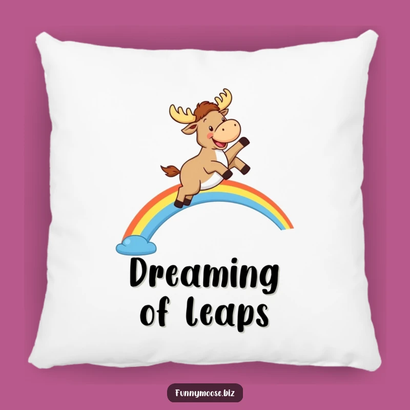 Funny Kawaii Moose Rainbow Leap Pillow: Cuddle Up with Happiness!