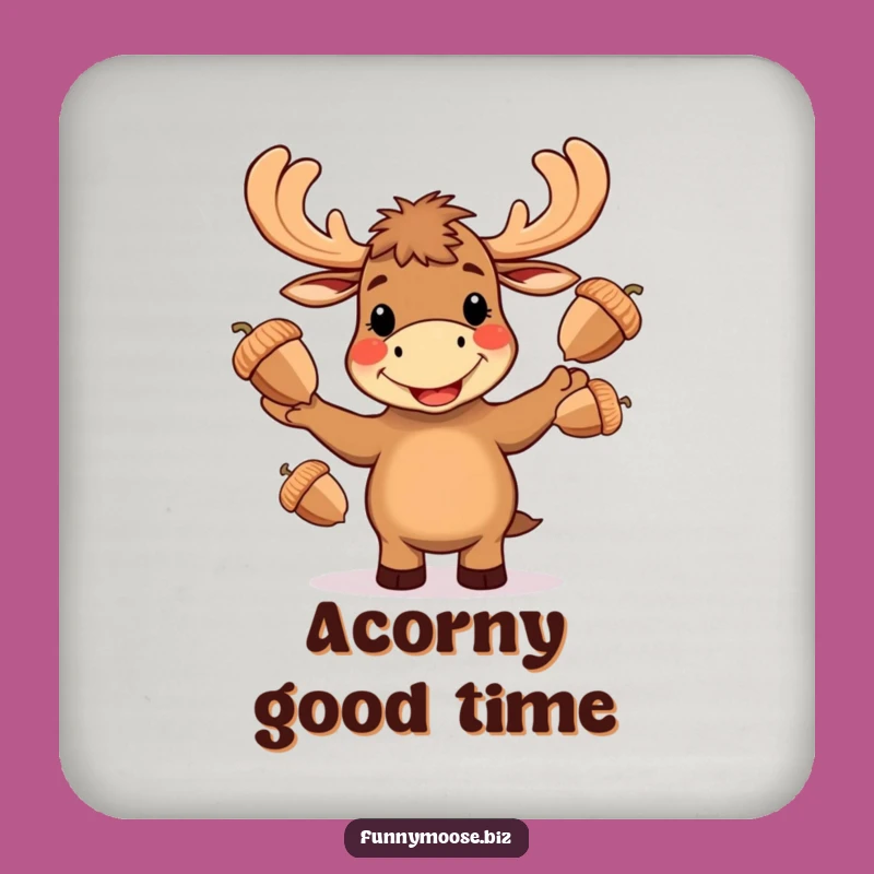 Funny Kawaii Moose Coaster - Acorn Juggling Table Protector Gift