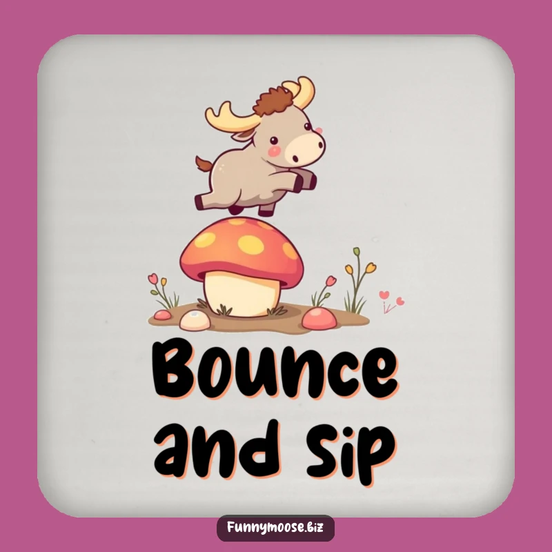 Funny Kawaii Moose Mushroom Bounce Coaster: Protect Surfaces with Playful Style!