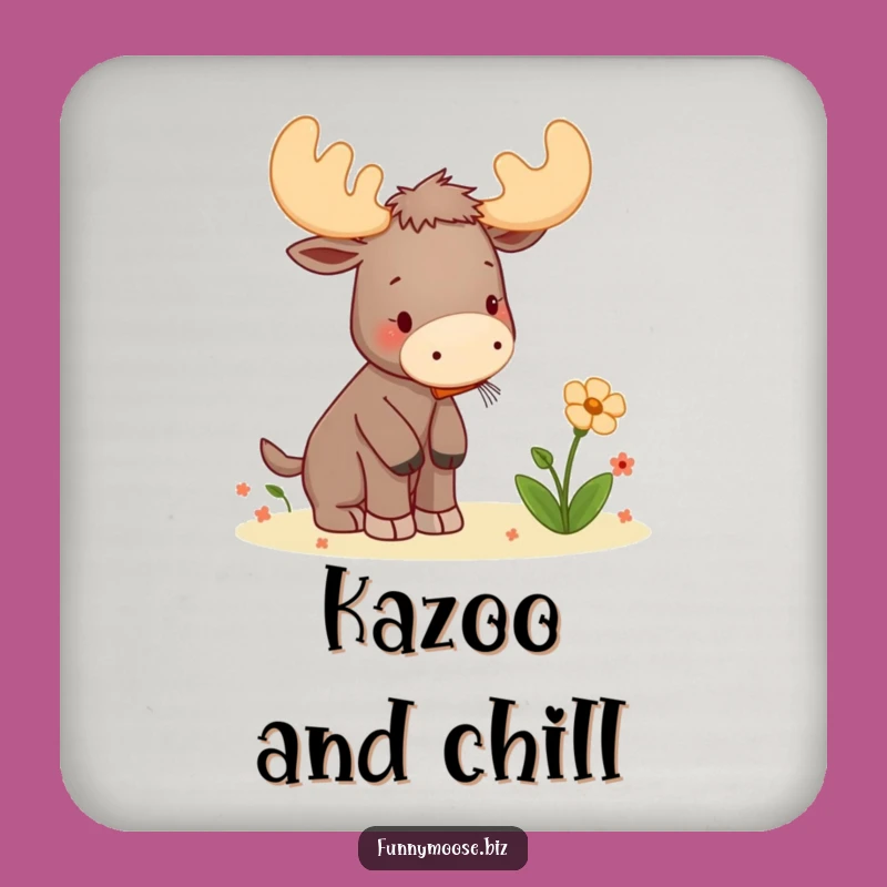 Funny Moose Coaster: Kawaii Kazoo Protection, Musical Moment, Humorous Gift