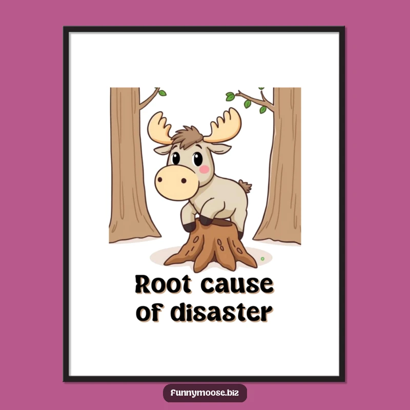 Funny Kawaii Moose Tripping Poster: Hilarious Wall Art for a Giggle!