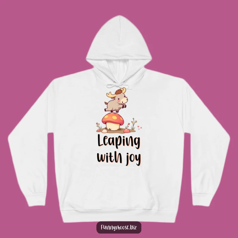 Cozy Funny Kawaii Moose Mushroom Jump Hoodie: Spring into Comfort and Humor!