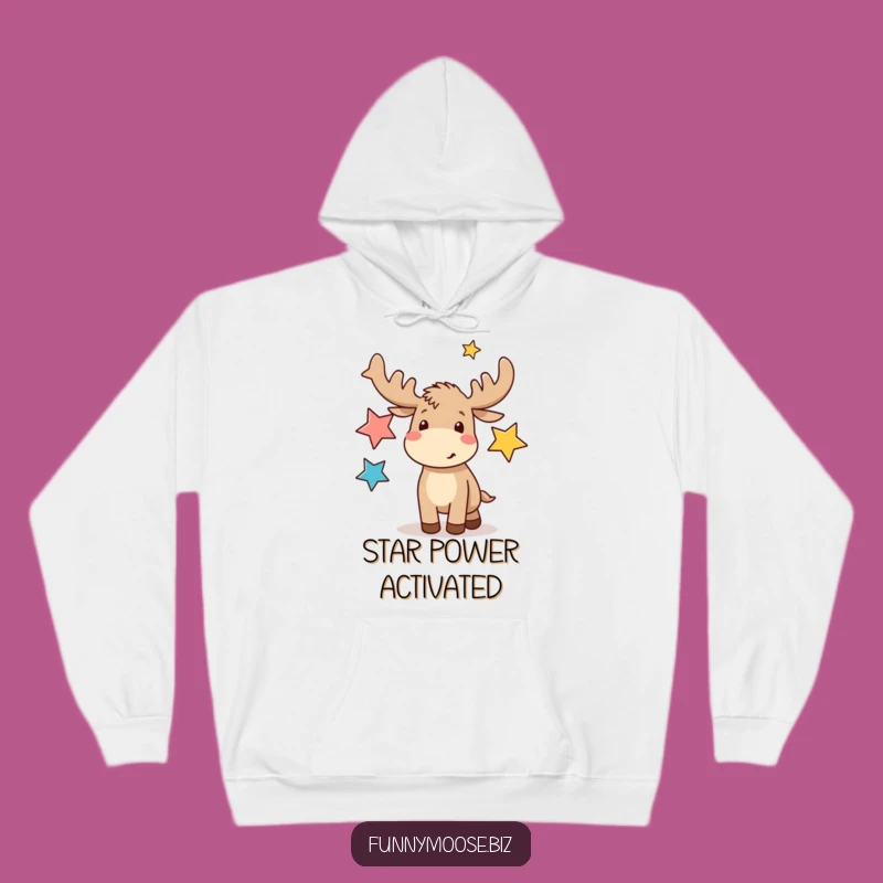 Cozy Funny Kawaii Moose Juggling Stars Hoodie: Snuggle Up with Celestial Humor!