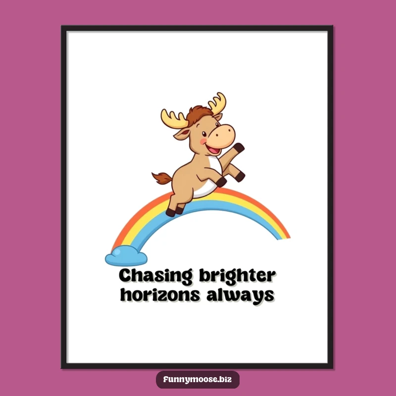 Free Printable Kawaii Moose Art: Joyful Leaping Rainbow Animal Downloadable Decor