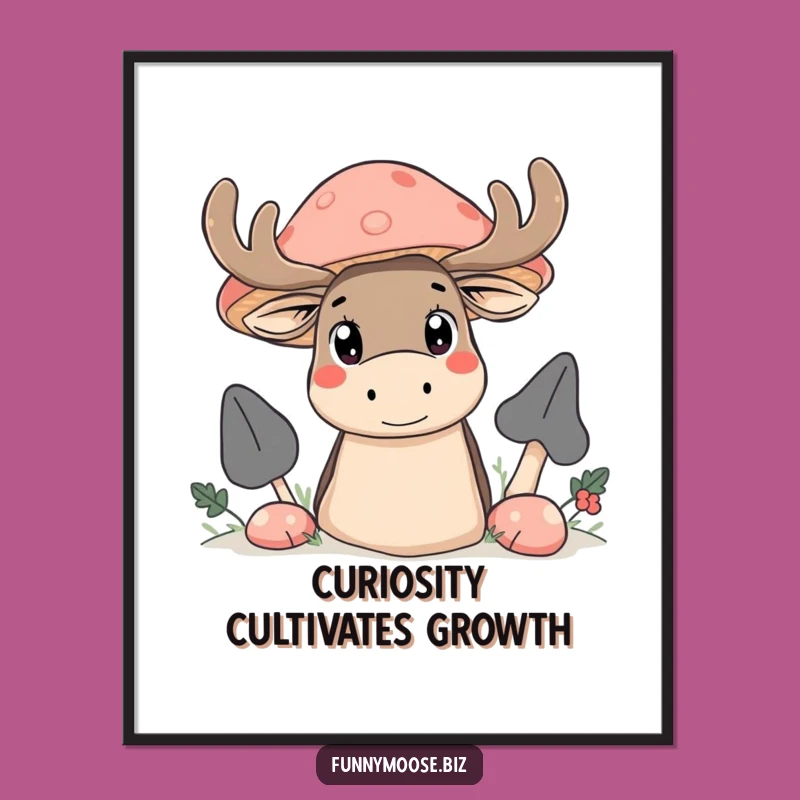 Funny Free Printable Wall Art: Curious Kawaii Moose Peeking - Whimsical Downloadable Decor