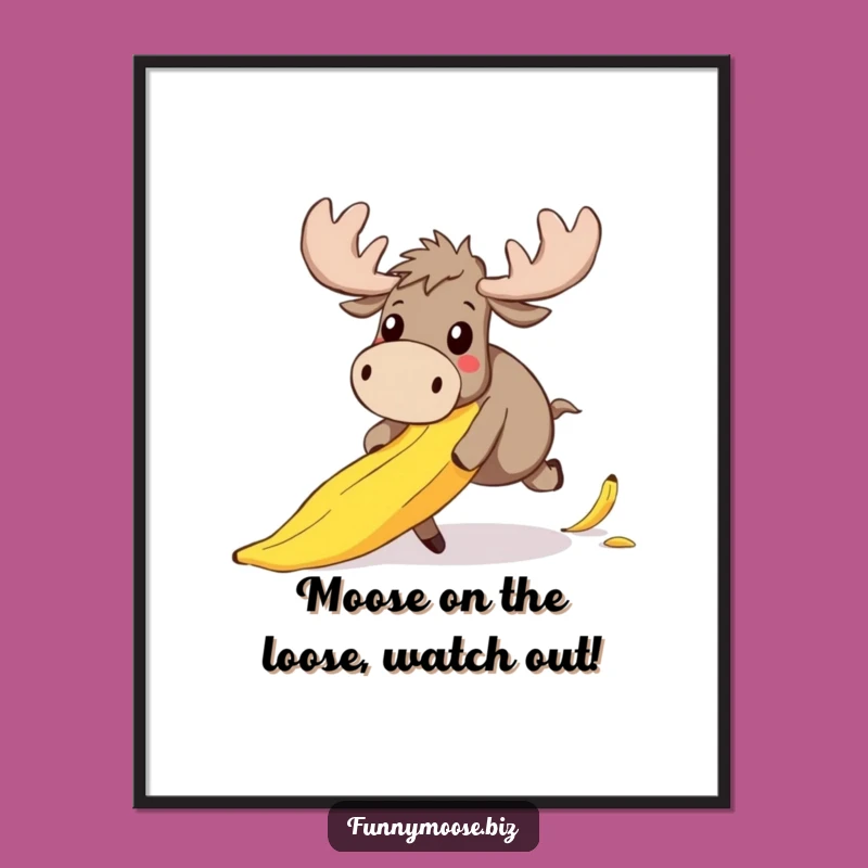 Free Printable Wall Art: Clumsy Moose Surprise - Downloadable Humorous Decor Gift