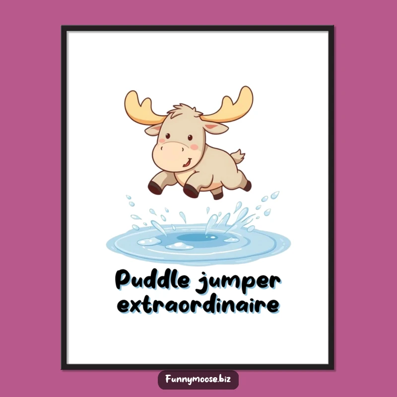 Funny Free Printable Wall Art: Joyful Kawaii Moose Leap - Dynamic Downloadable Decor