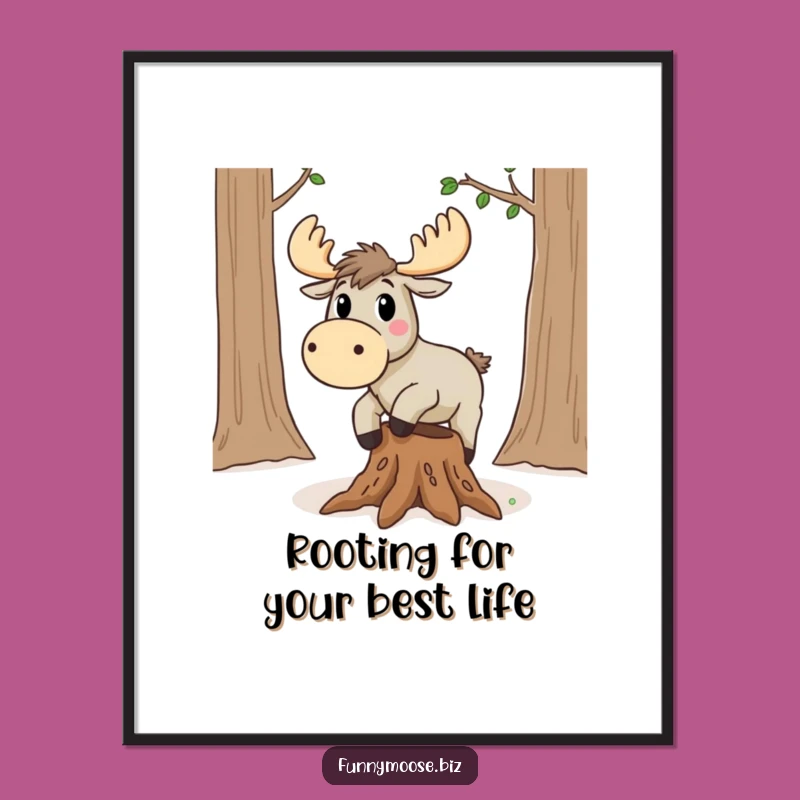 Free Printable Kawaii Moose Art: Funny Tripping Animal Downloadable Wall Decor