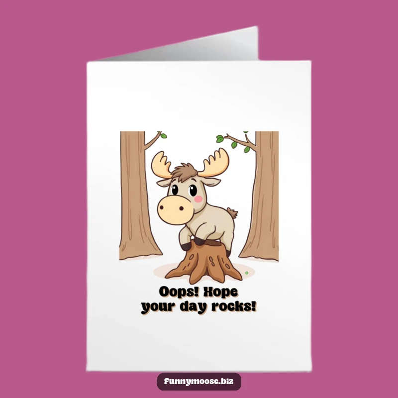 Free Printable Kawaii Moose Birthday Card: Funny Tripping Moose Downloadable Gift