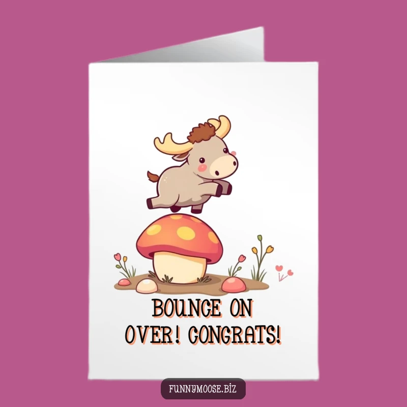 Free Printable Congrats Card: Kawaii Moose Bounce for Hilarious Downloadable Celebration