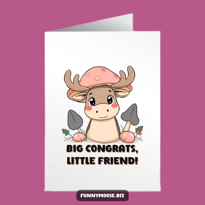 Free Printable Congrats Card: Curious Kawaii Moose Peeking - Fun Downloadable Gift