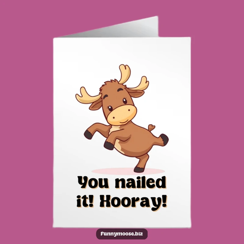 Free Printable Congrats Card: Clumsy Moose Cartwheel Design for a Funny Downloadable Gift