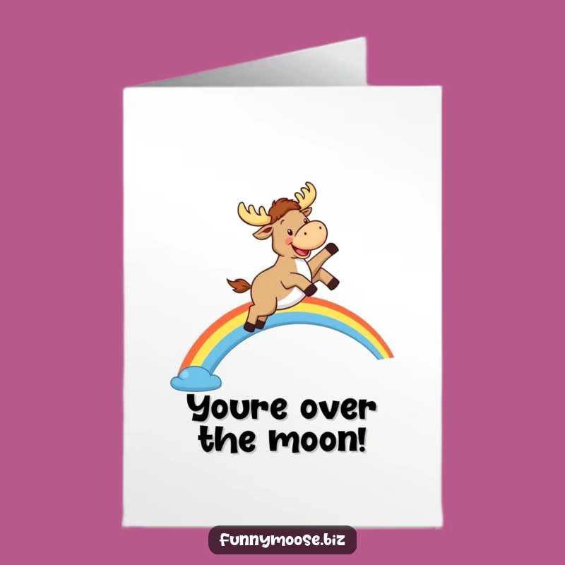 Free Printable Kawaii Moose Congrats Card: Happy Leaping Moose Downloadable Gift