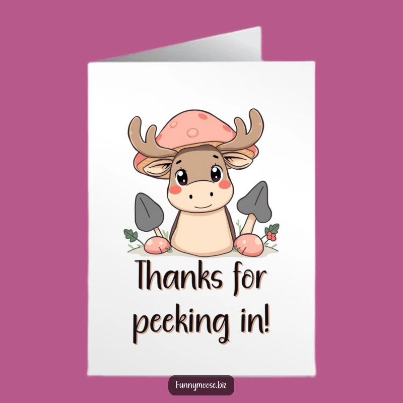Free Printable Thank You Card: Curious Kawaii Moose Hiding - Sweet Downloadable Gift
