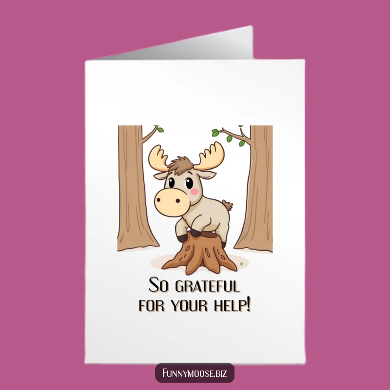 Free Printable Kawaii Moose Thank You Card: Funny Tripping Moose Downloadable