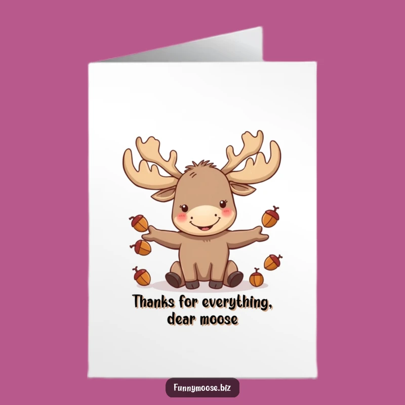 Free Printable Thank You Card: Kawaii Moose Juggler - Grateful Downloadable!
