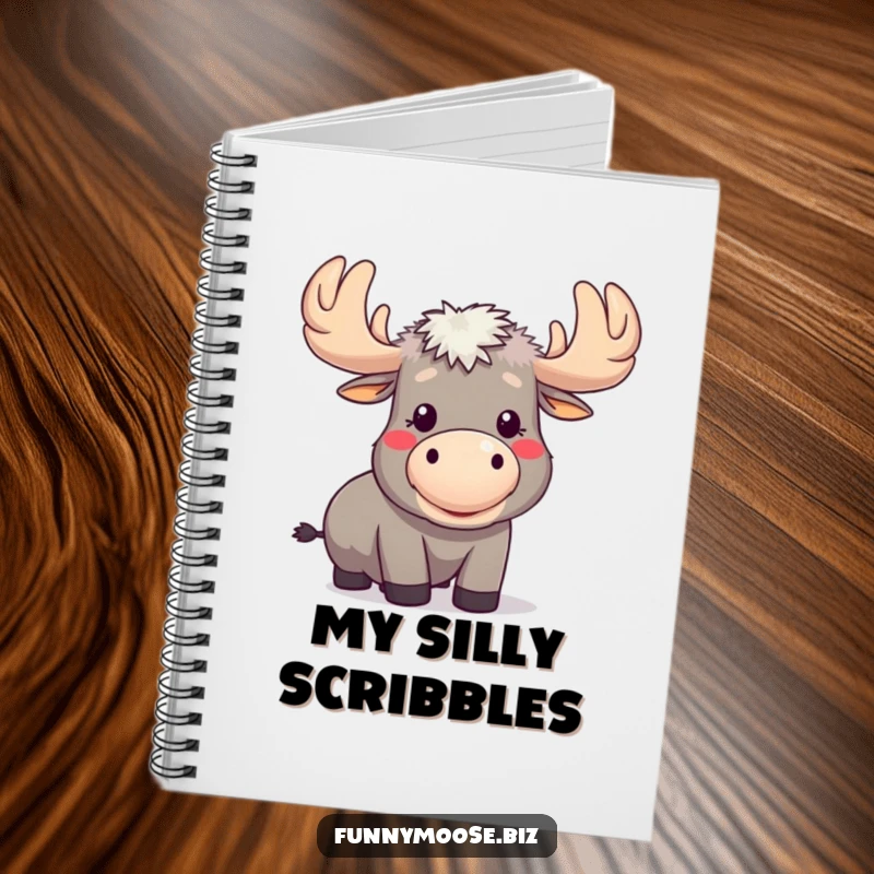 Funny Kawaii Moose Notebook: A moose blows a raspberry with puffed cheeks, humorous journal for jotting notes.