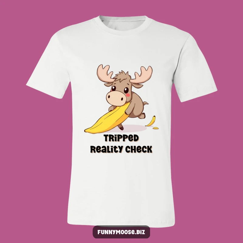 Funny Moose T-Shirt: Clumsy Kawaii Tripper, Surprised Expression, Humorous Gift