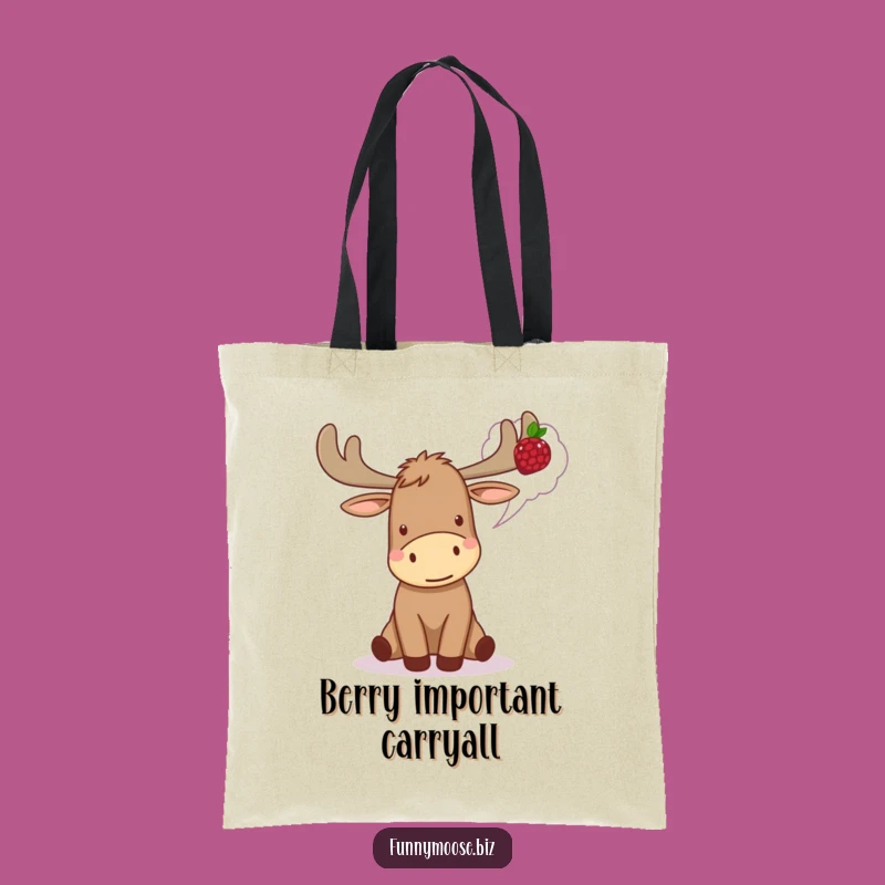 Funny Kawaii Moose Tote Bag - Berry Excitement Design, Ideal Humorous Gift