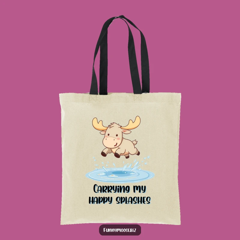 Funny Kawaii Moose Tote Bag - Joyful Puddle Jump Carry-All Gift