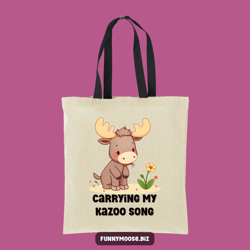 Funny Moose Tote Bag: Kawaii Kazoo Carrier, Musical Style, Humorous Gift
