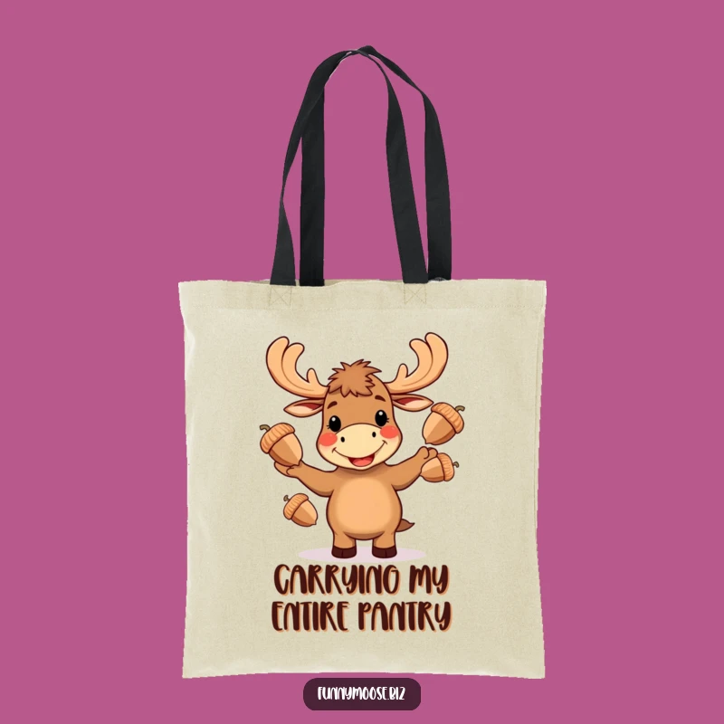 Funny Kawaii Moose Tote Bag - Stylish Acorn Juggling Carry-All Gift