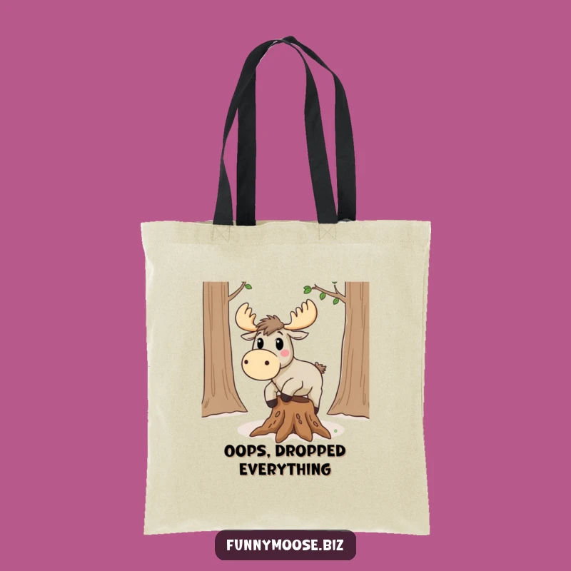 Funny Kawaii Moose Tripping Tote Bag: Carry Your Laughs Everywhere!